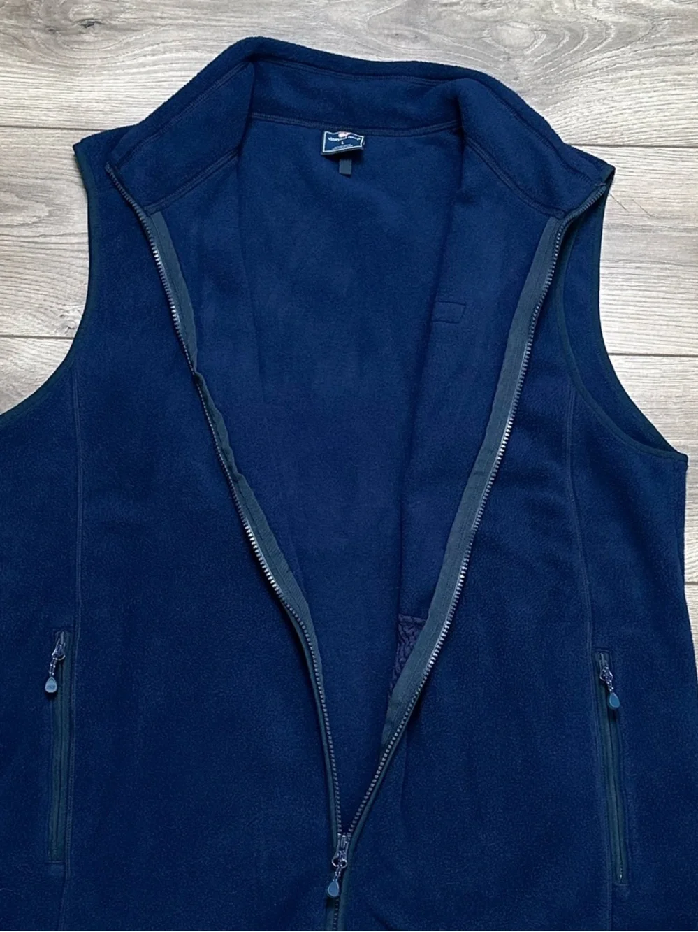 Vineyard Vines Harbor Fleece Full Zip Vest Navy Blue Size Large